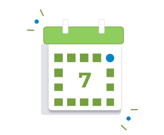 Step 2 icon: pick the closing date on the calendar